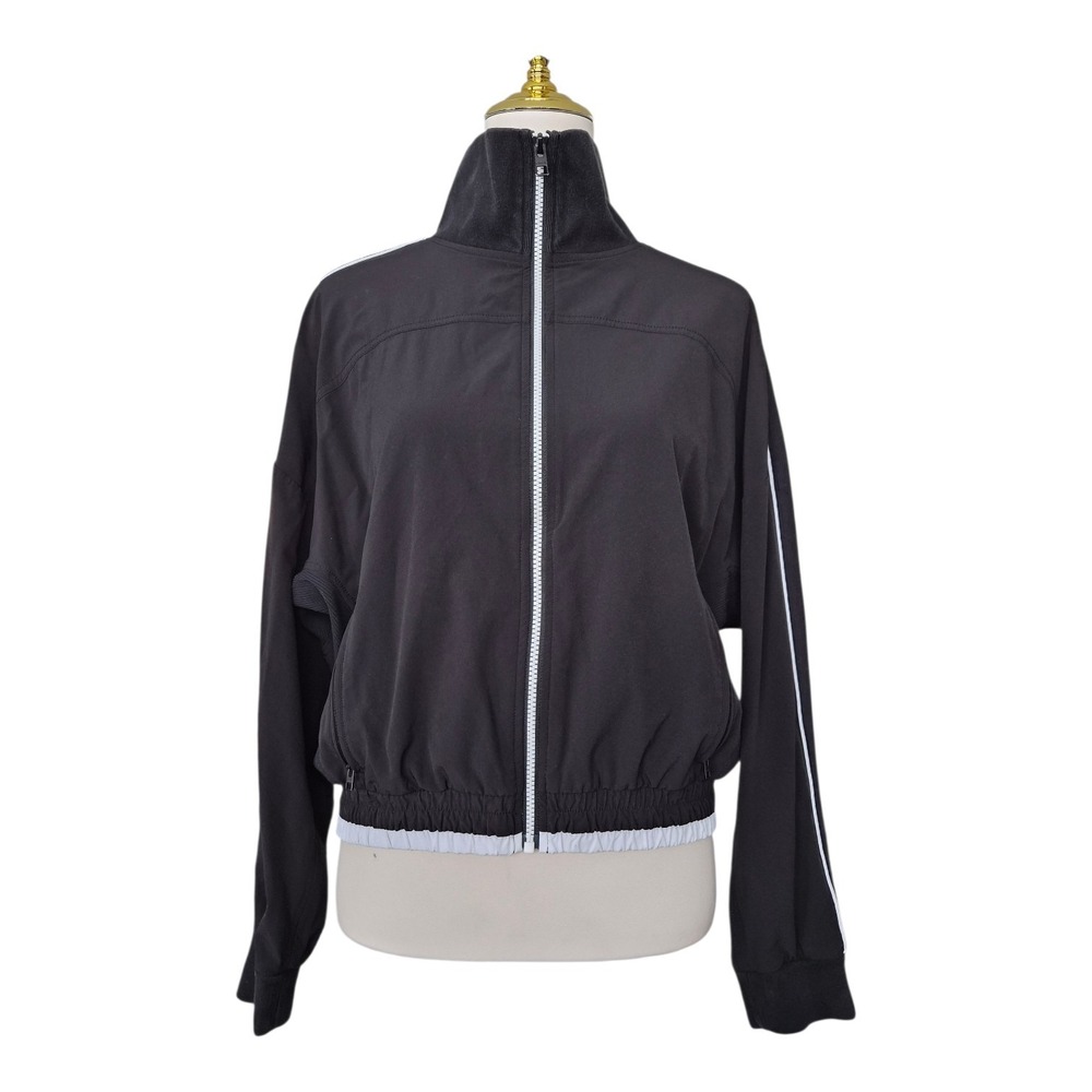 ATHLETA Brooklyn Track Bomber Womens Size Med Black Casual Comfy Sporty - Picture 2 of 7